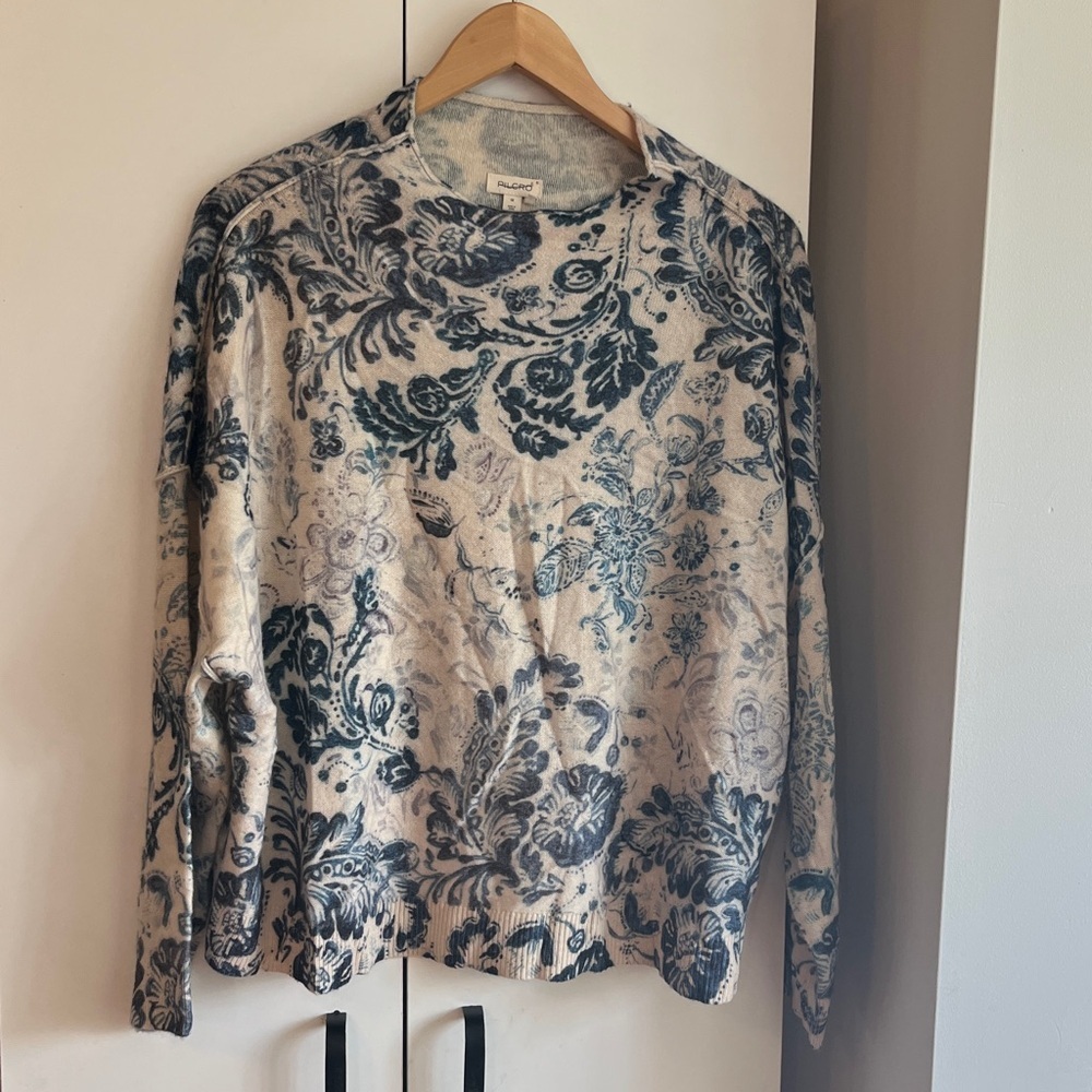 Anthropologie Pilcro Alani Cashmere Mock-Neck Sweater Indigo 1X NWOT - Picture 4 of 15